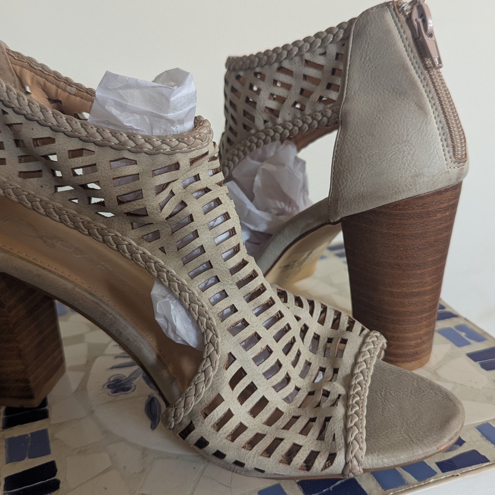 Chic Taupe Peep-Toe Heels